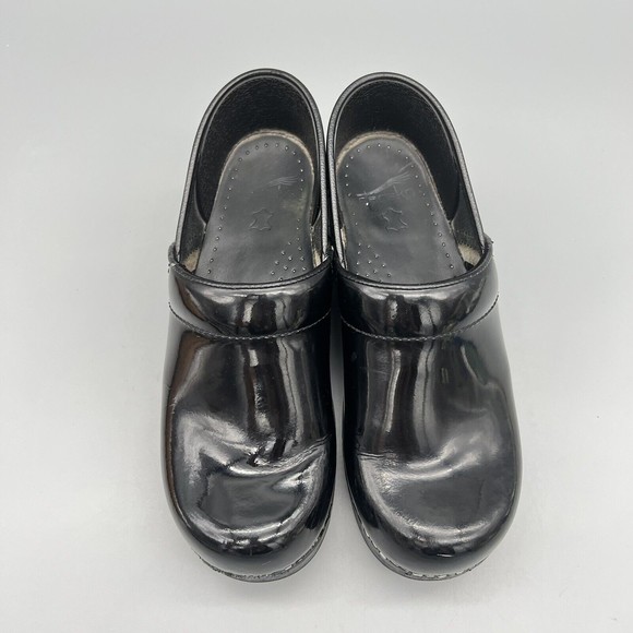 Dansko XP Black SZ 7.5 EUR 38 Black Shiny Patent Leather Clog Professional Shoe - Picture 5 of 11